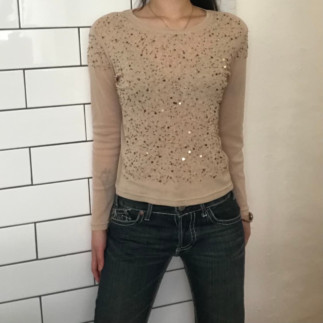 빈티지 스팽글 시스루 탑 상품이미지3