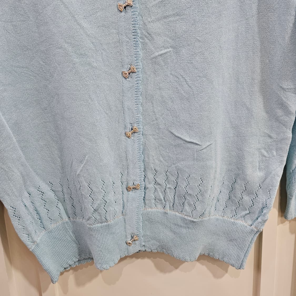 리본버튼 반팔 니트 가디건 상품이미지3