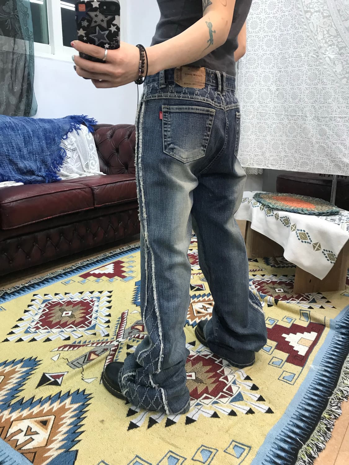 Moziow jeans 사선 디테일 부츠컷 데님팬츠  상품이미지2