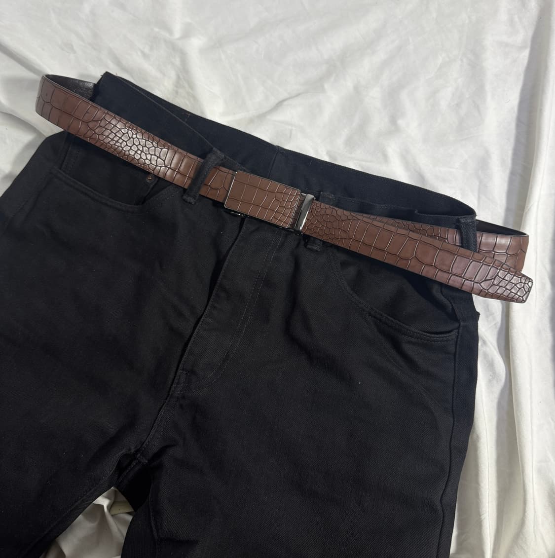 빈티지 크로커다일 레더 벨트 상품이미지1