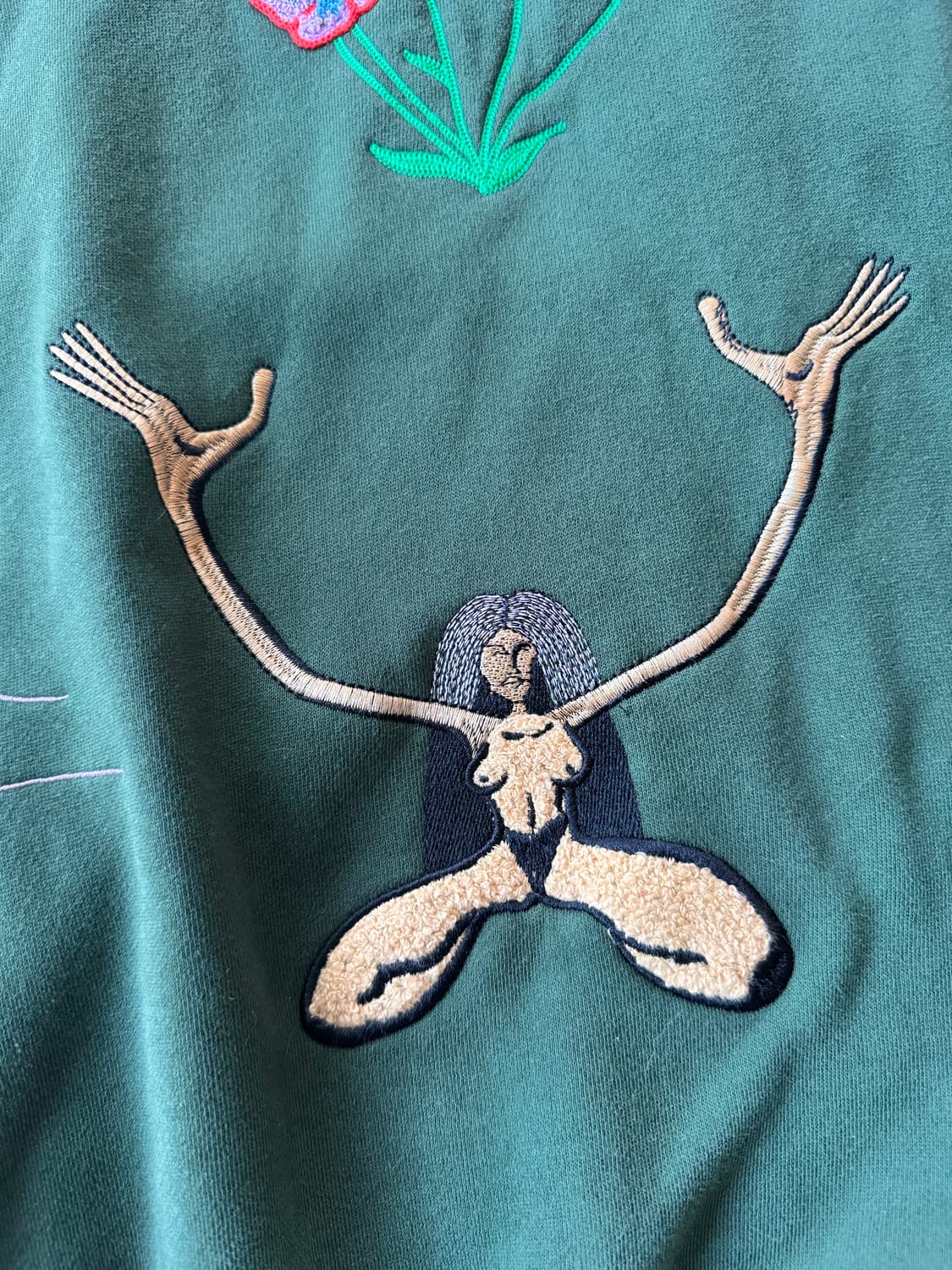 JUNGLES JUNGLES 자수 후드 (그린) 상품이미지2