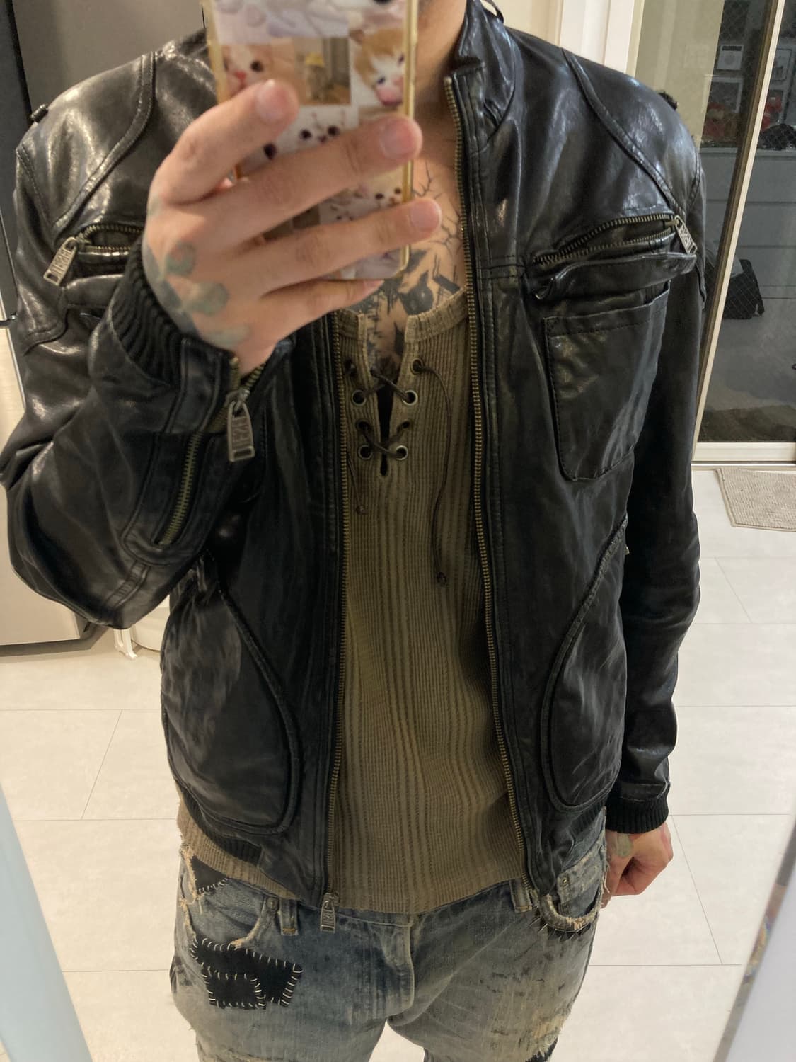 디젤 바이커 가죽 자켓 상품이미지3