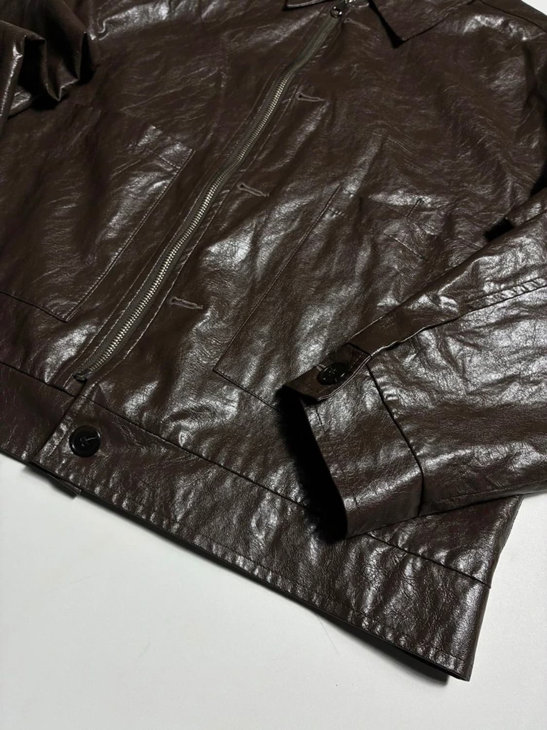 르반 LVAN 더블 클로저 링클 레더 자켓 R1994 상품이미지4