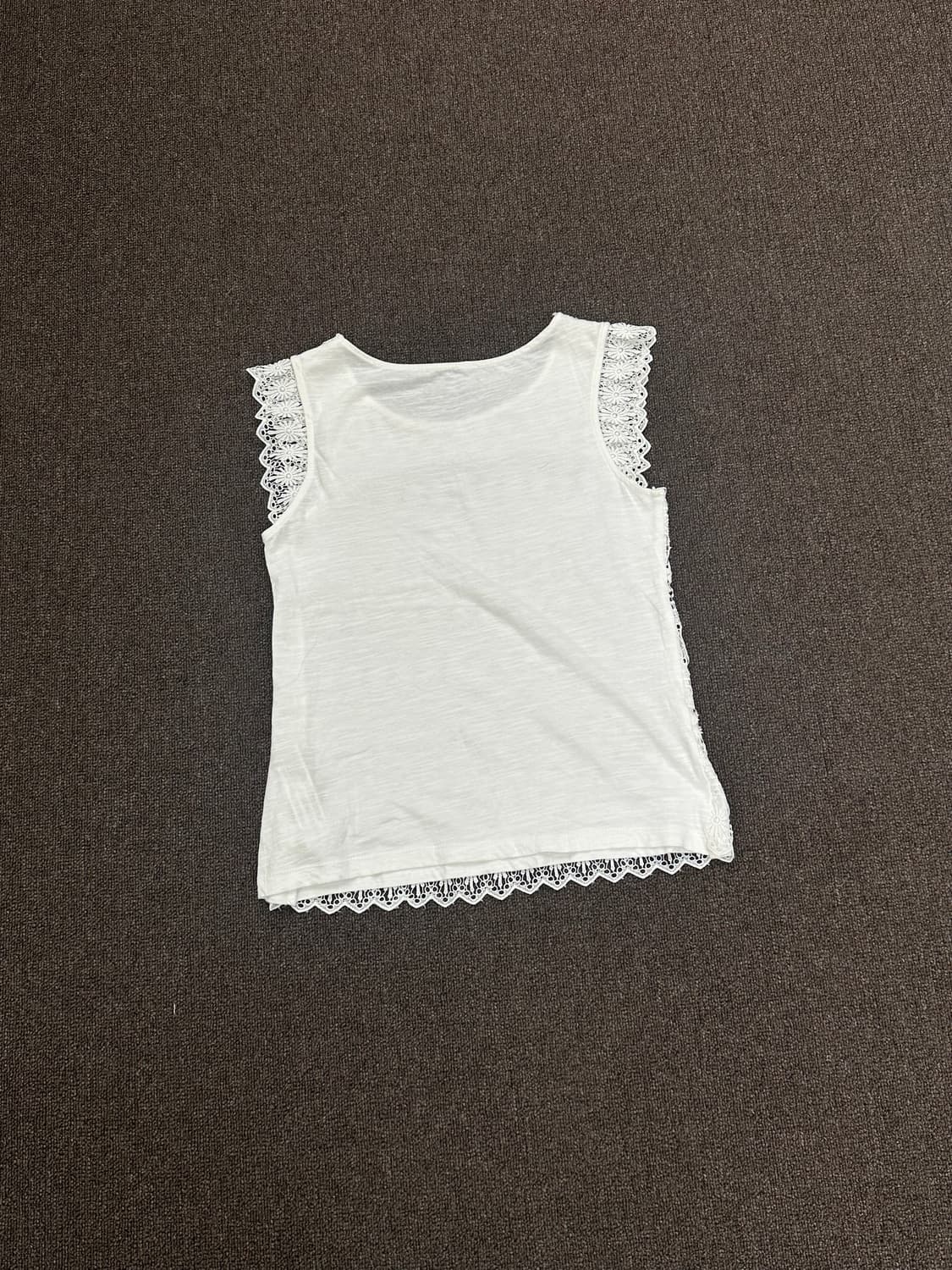 S)Japanese vintage 여성 펀칭 레이스 화이트 나시 상품이미지6