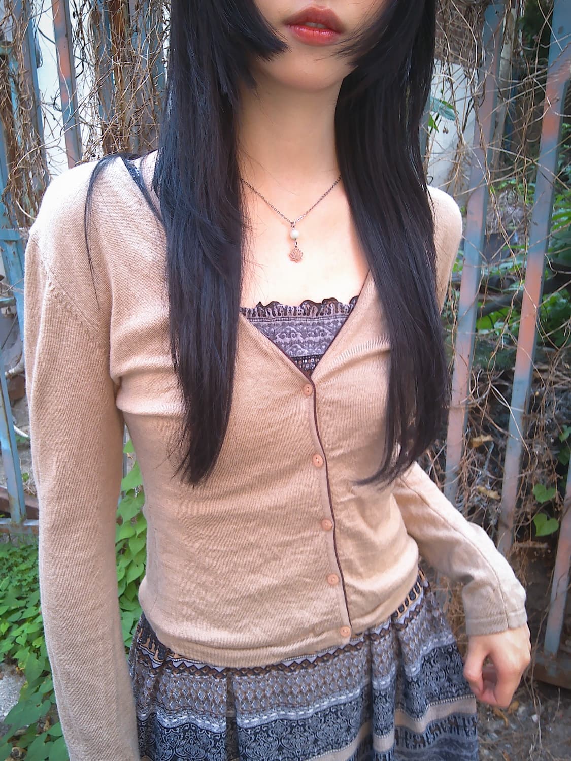 Brown Line Button Cardigan 상품이미지1