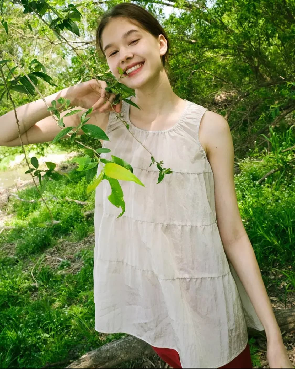 페스토 pesto 셔링 슬리브리스 도브 상품이미지2