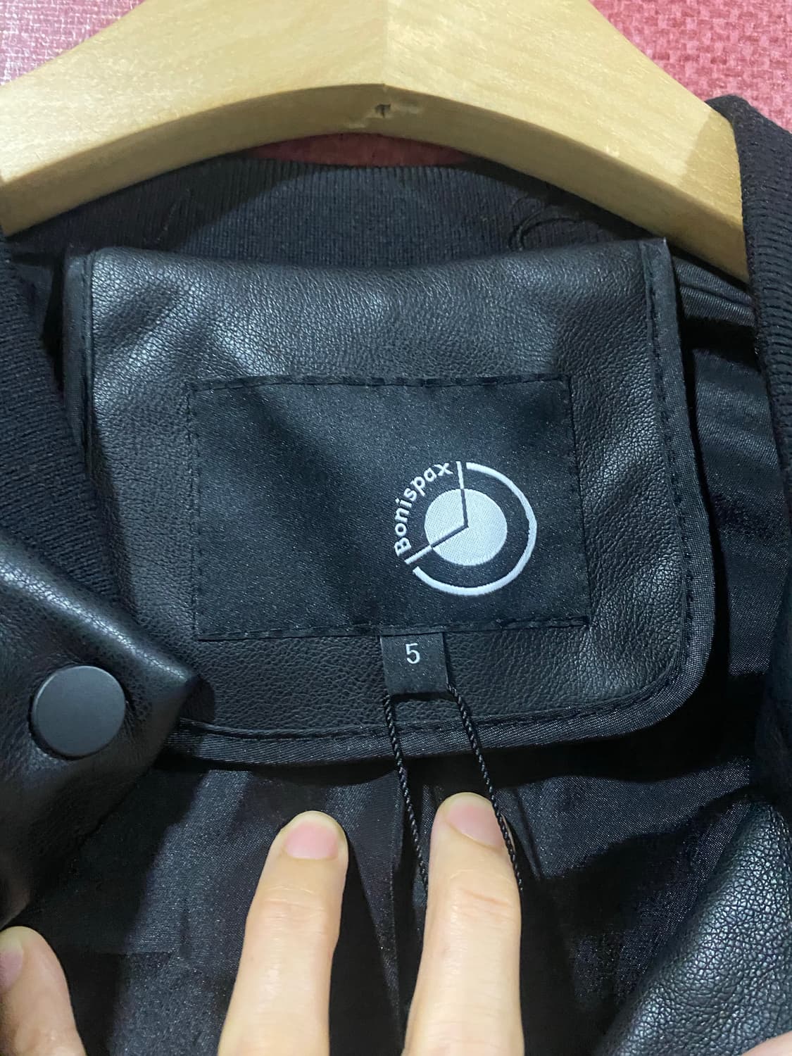 Bonispax 블랙 레더 봄버 자켓  상품이미지6