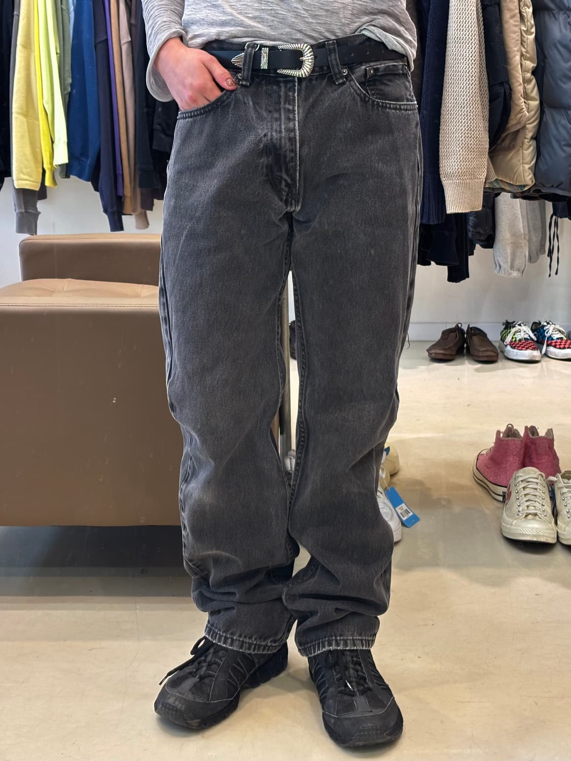 리바이스 505 블랙워시드 데님팬츠 상품이미지5