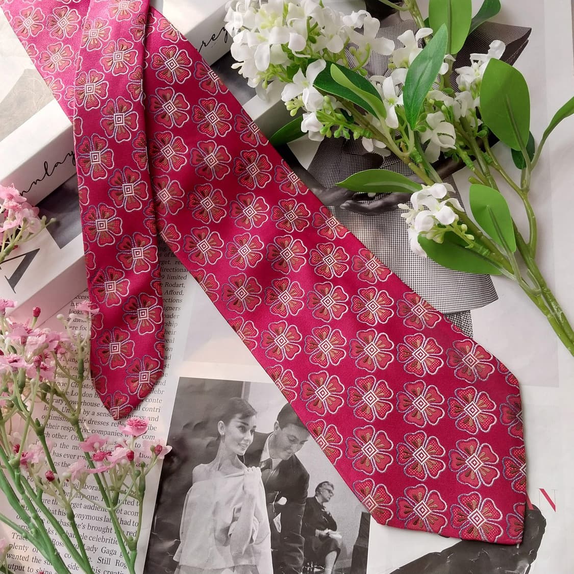 에르메네질도 제냐 플라워 자카드 넥타이 9.8cm A+~A등급 k2055 상품이미지3