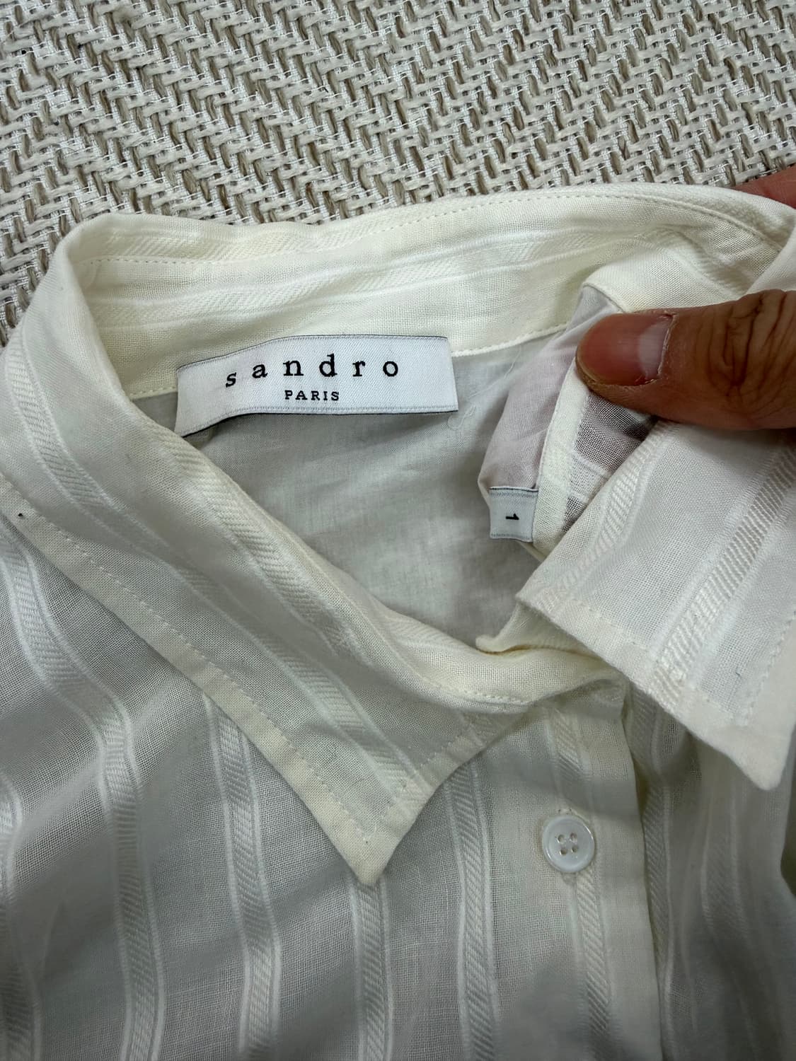 정품) 산드로 여성 자수 스트라이프 셔츠 1 상품이미지5