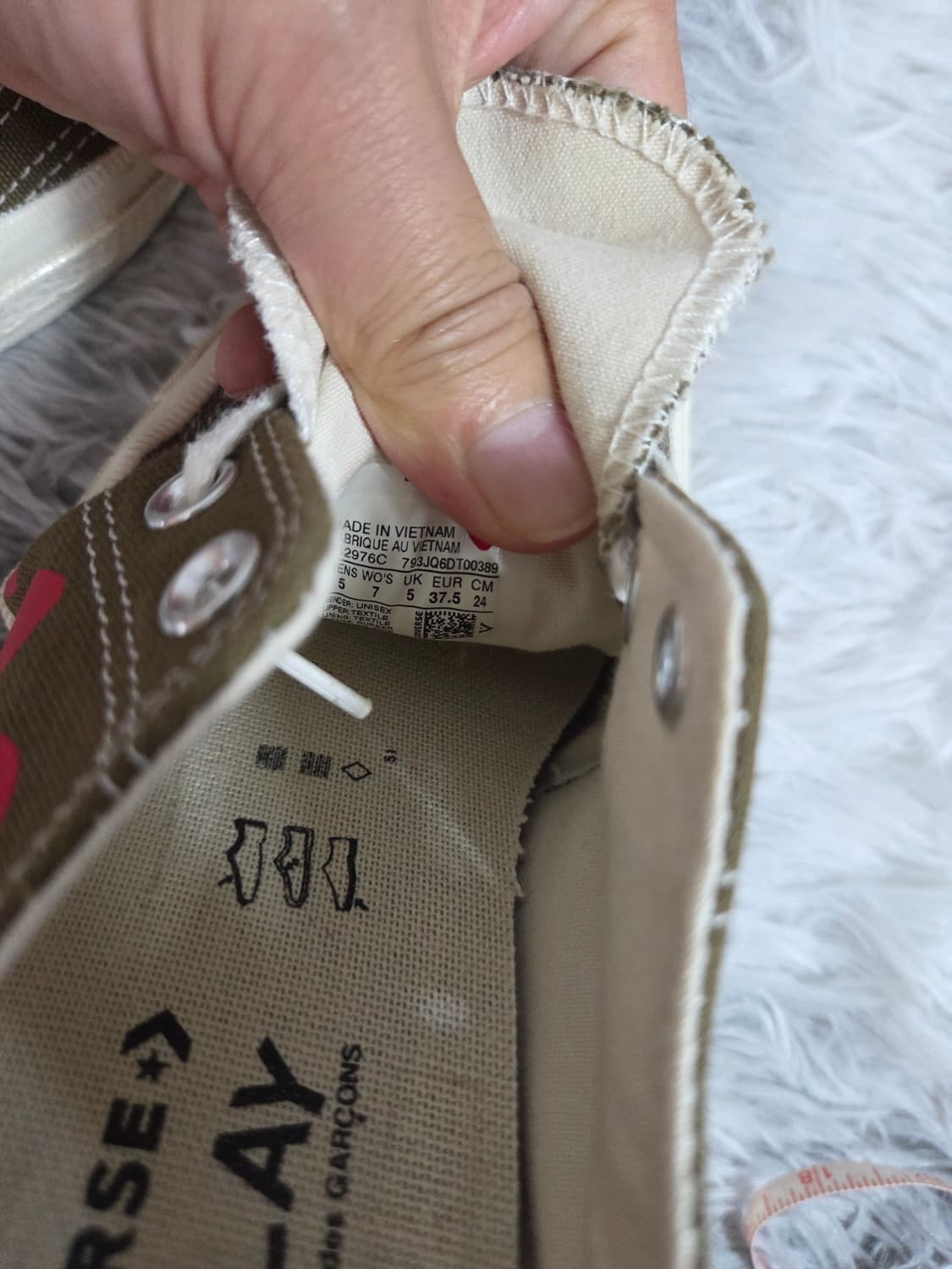꼼데 컨버스 척테일러 올스타 카키 하트 로우240 상품이미지3