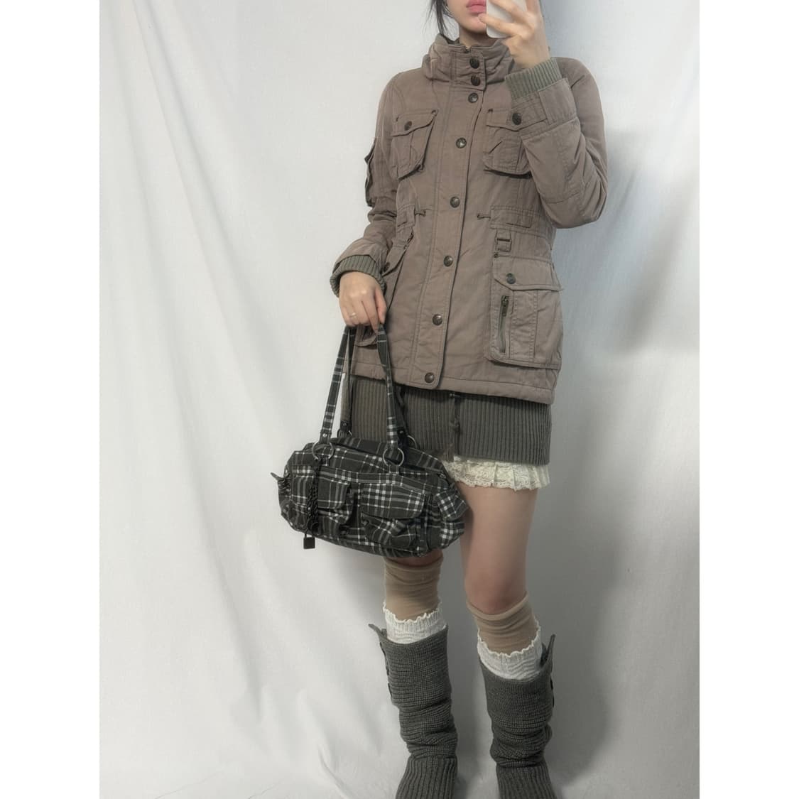 하이 넥 스트링 유틸리티 히든 후디드 자켓 상품이미지1