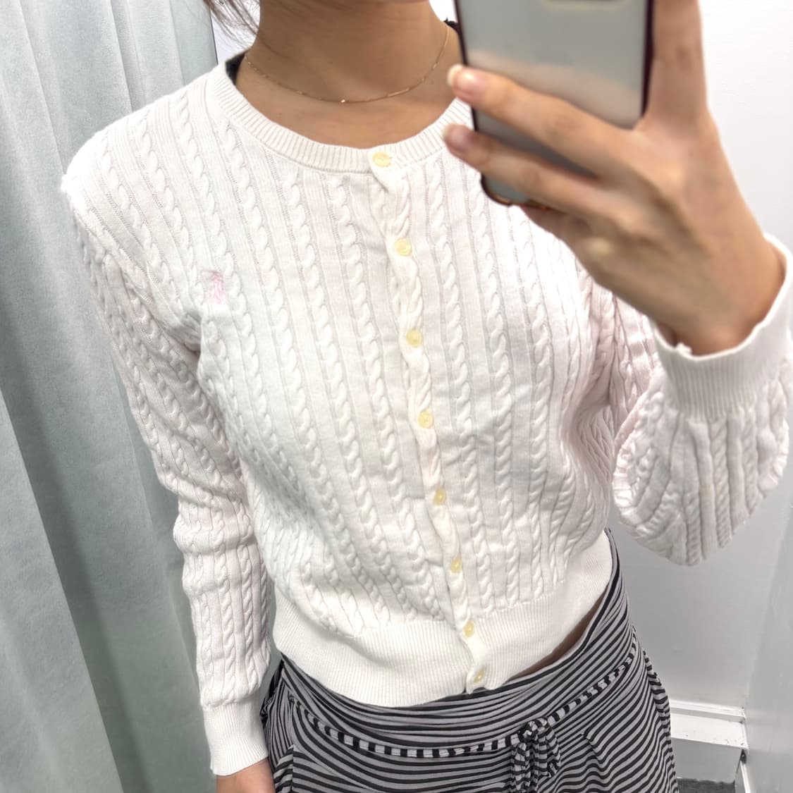 폴로 핑크 꽈베기 가디건 상품이미지1