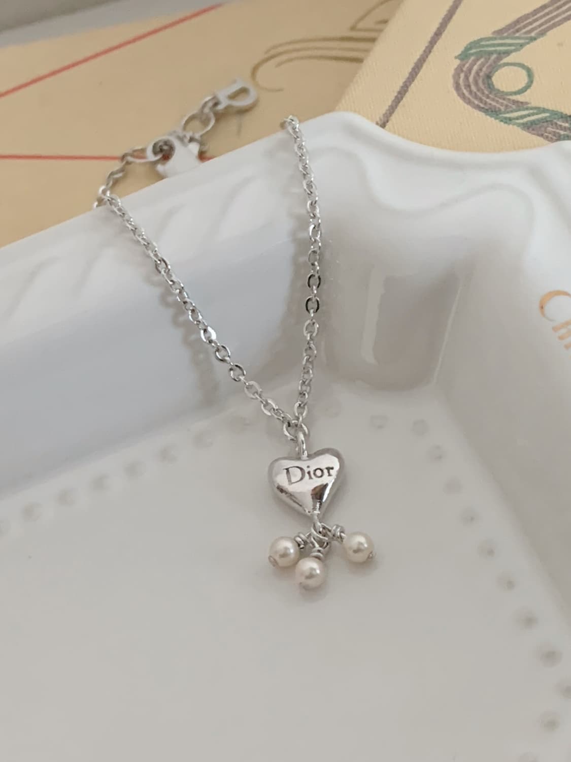 [ 디올 ] 디올 실버 하트 진주 팔찌 상품이미지9