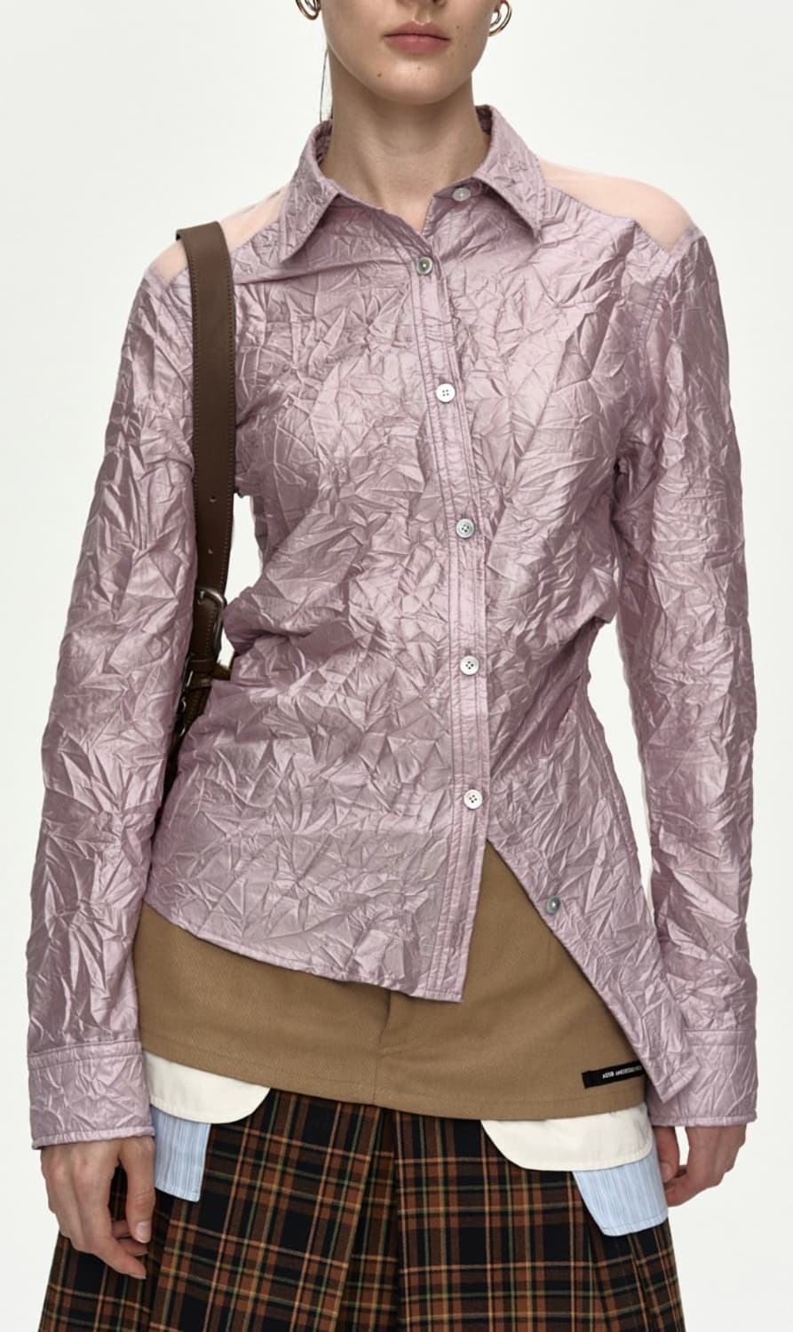 CRINKLED TWIST-TUCK SHIRT atb1495w(PINK) 상품이미지1