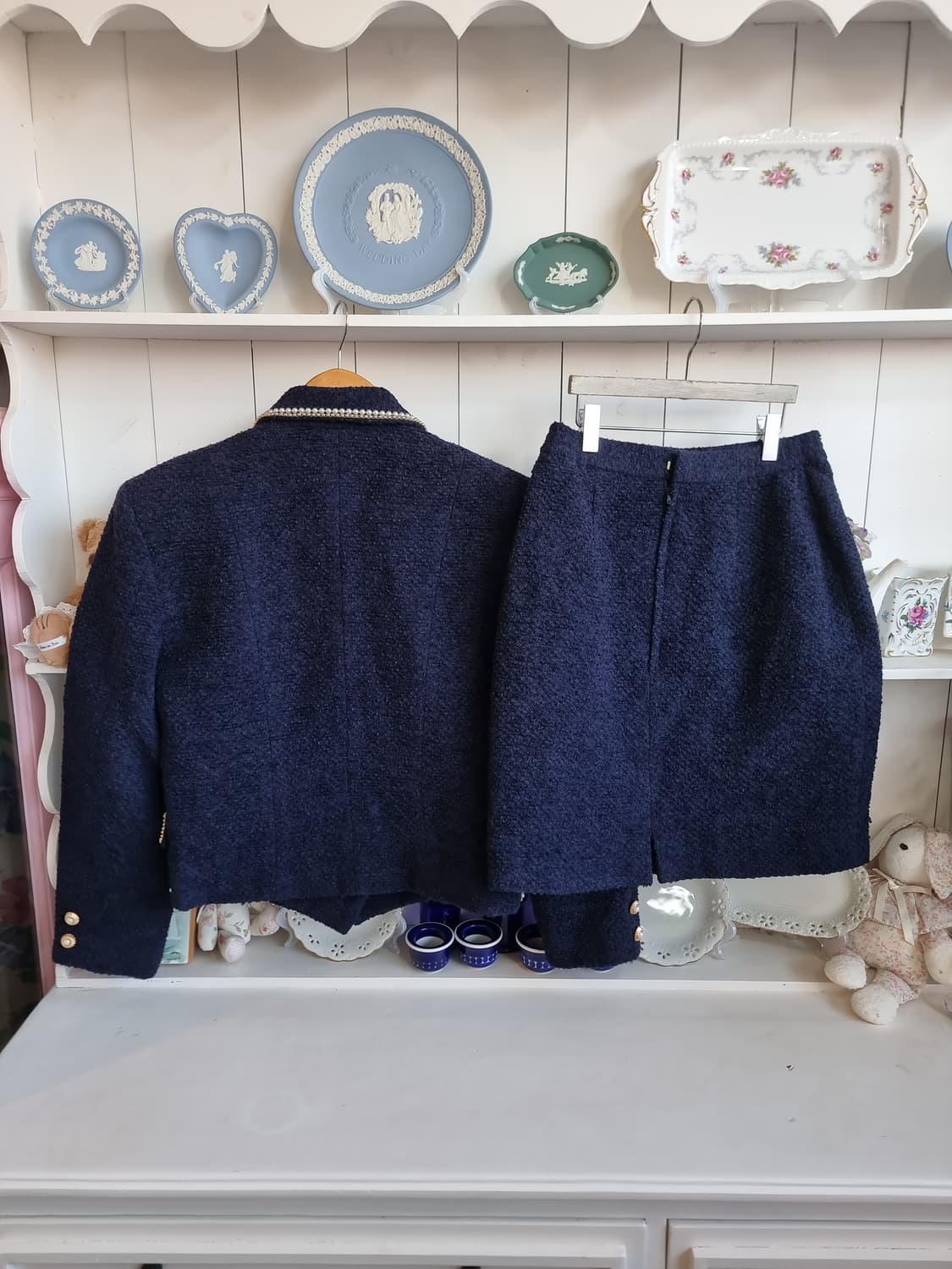 트위드 진주 트리밍 셋업 / 자켓+스커트 세트 상품이미지4