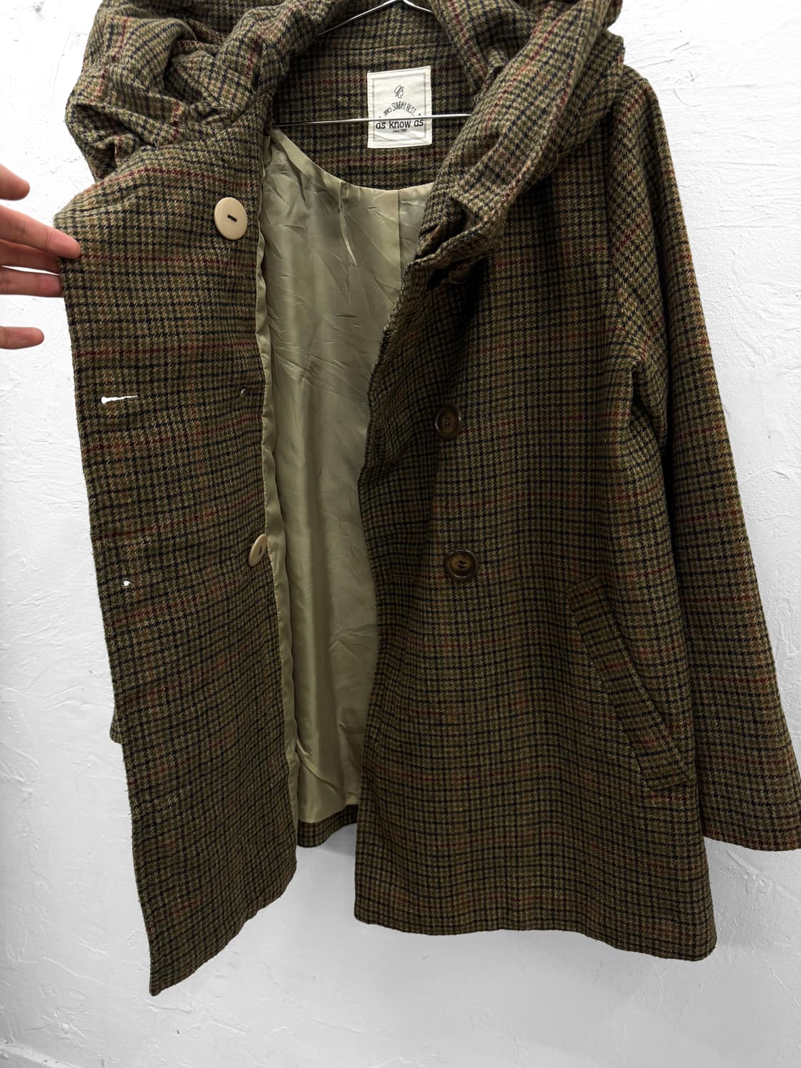 as know as 체크 후드 코트 상품이미지4