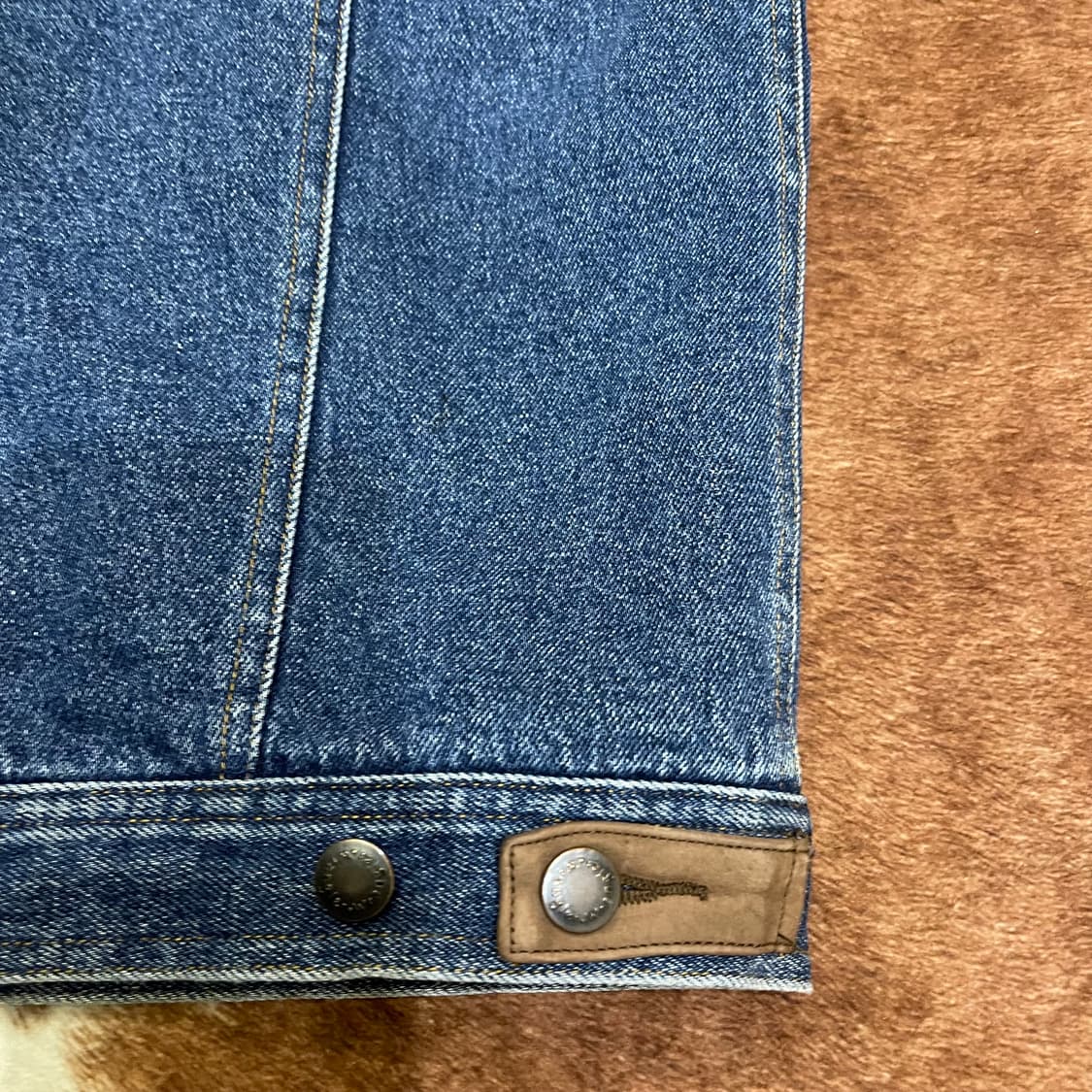90's 랭글러 레더 카라 체크 라이닝 데님 상품이미지10