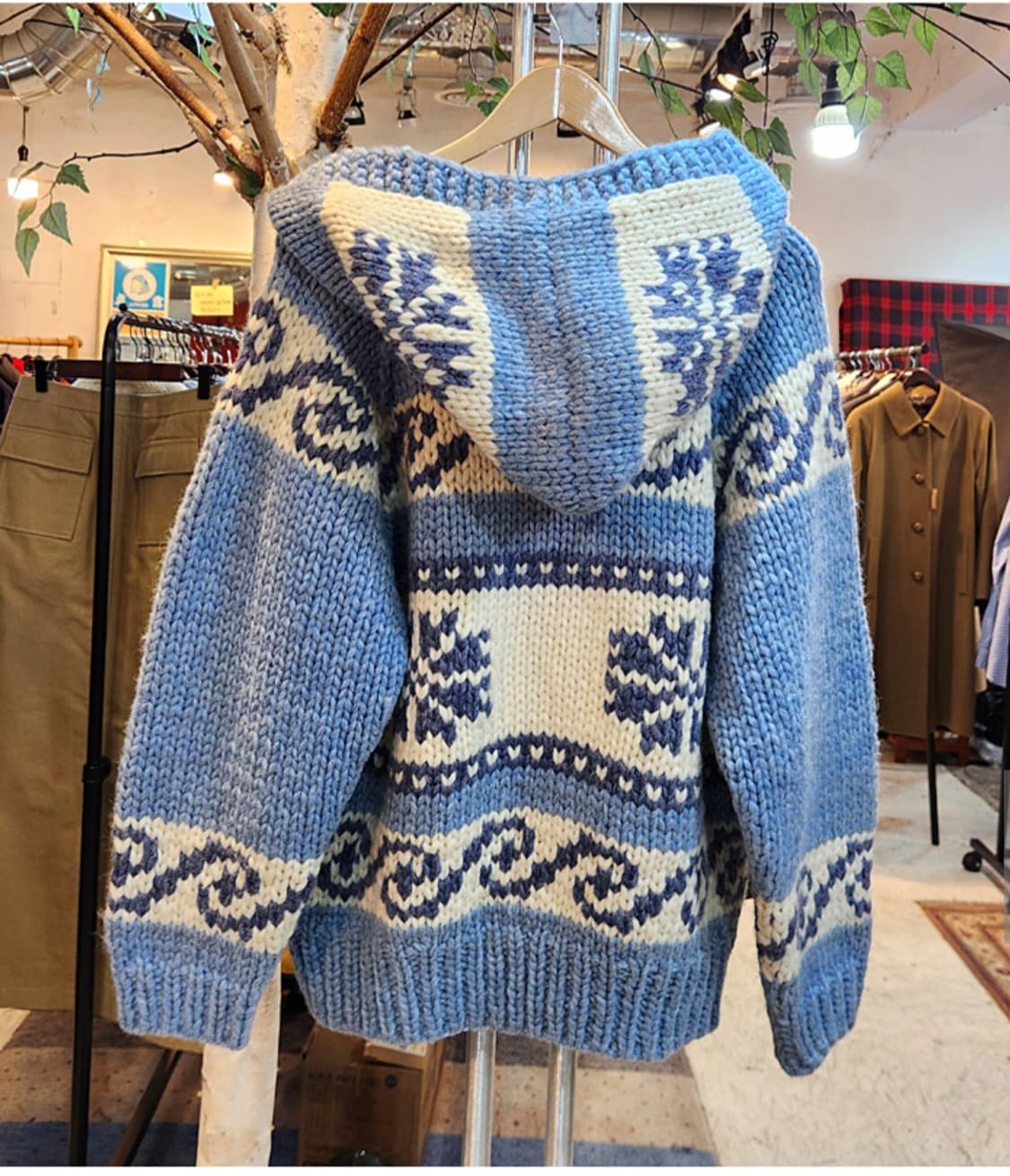 캐나다 핸드메이드 양모 인디언 코위찬 후드 스웨터 cowichan 상품이미지6