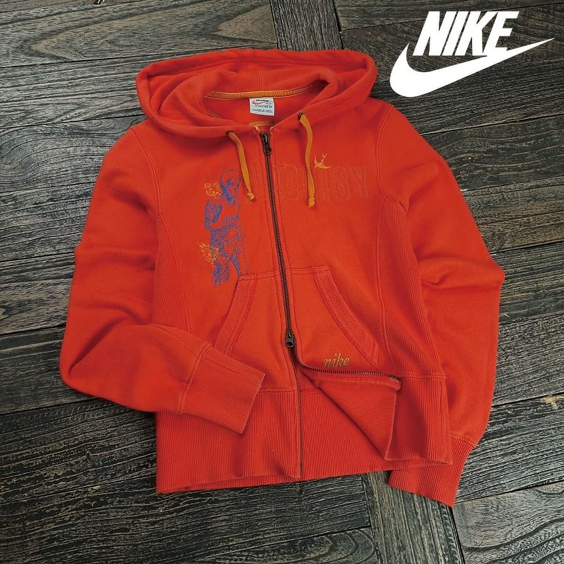 [나이키] 00'S 빈티지 그래픽 자수 후드 집업 오렌지 M19656 상품이미지1