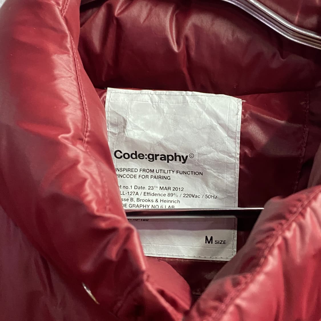 코드그라피 버건디 나일론 세미크롭 패딩 B3292 상품이미지3