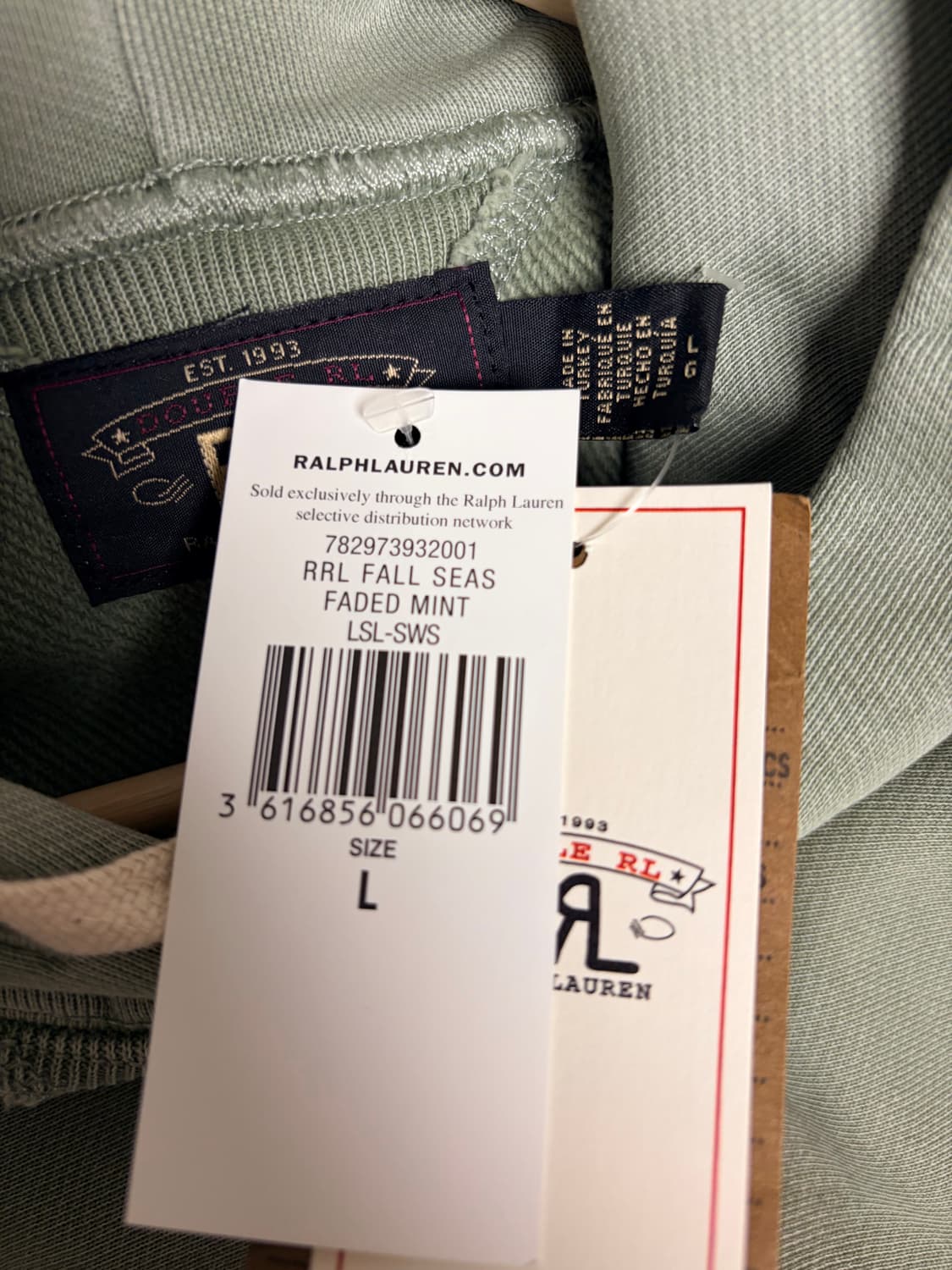 RRL 더블알엘 후드티 랜치 로고 티셔츠 페이디드 민트 L 상품이미지2