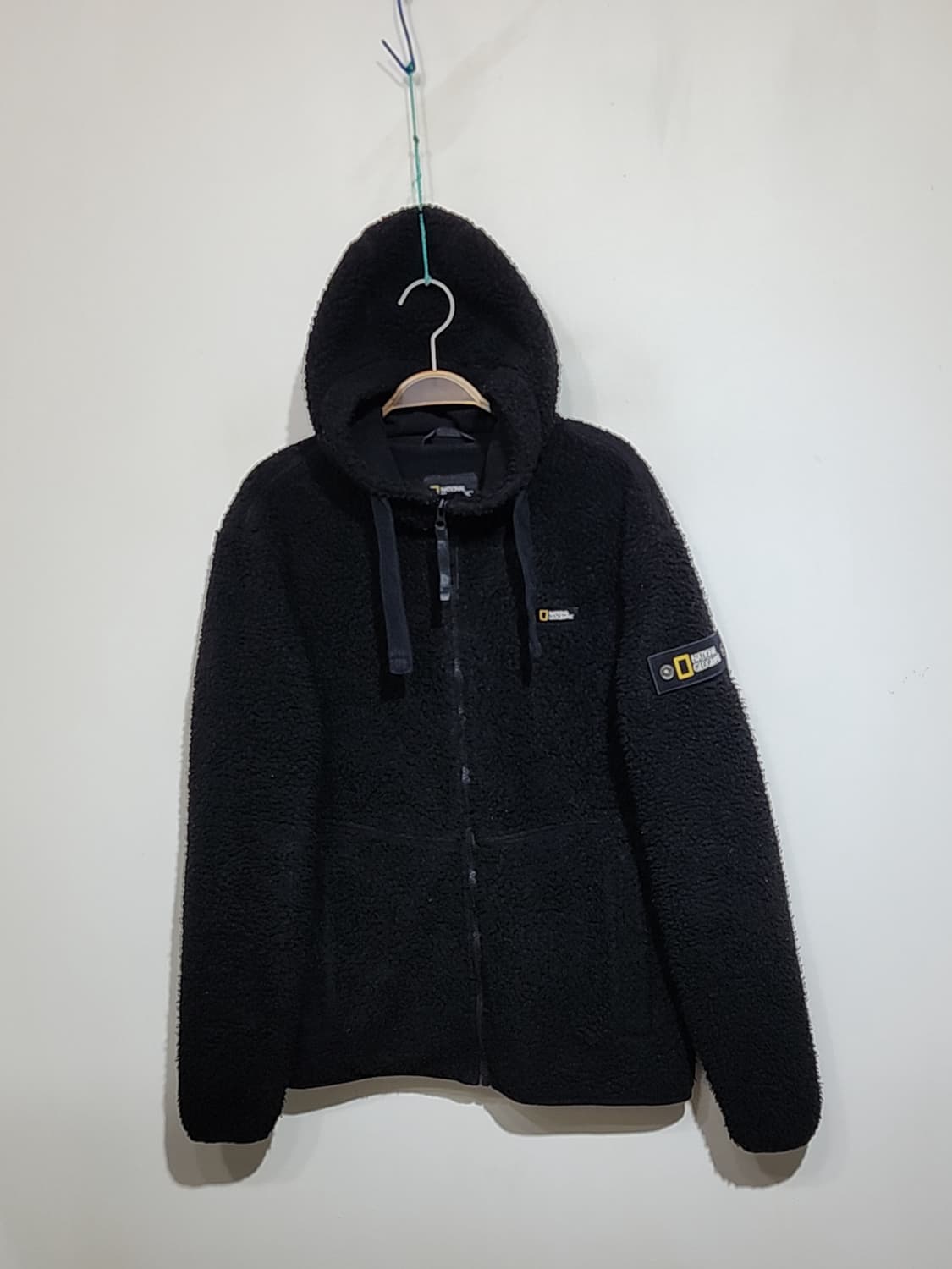 (M) 내셔널지오그래픽 플리스 점퍼 블랙 뽀글이 후리스 후드자켓  상품이미지1