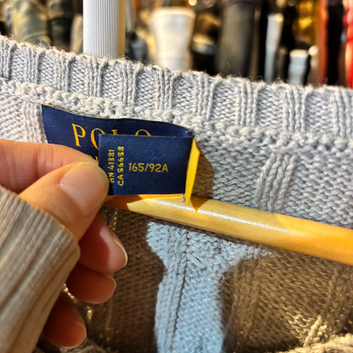 폴로 랄프로렌 브이넥 꽈배기 니트 그레이 M 상품이미지4