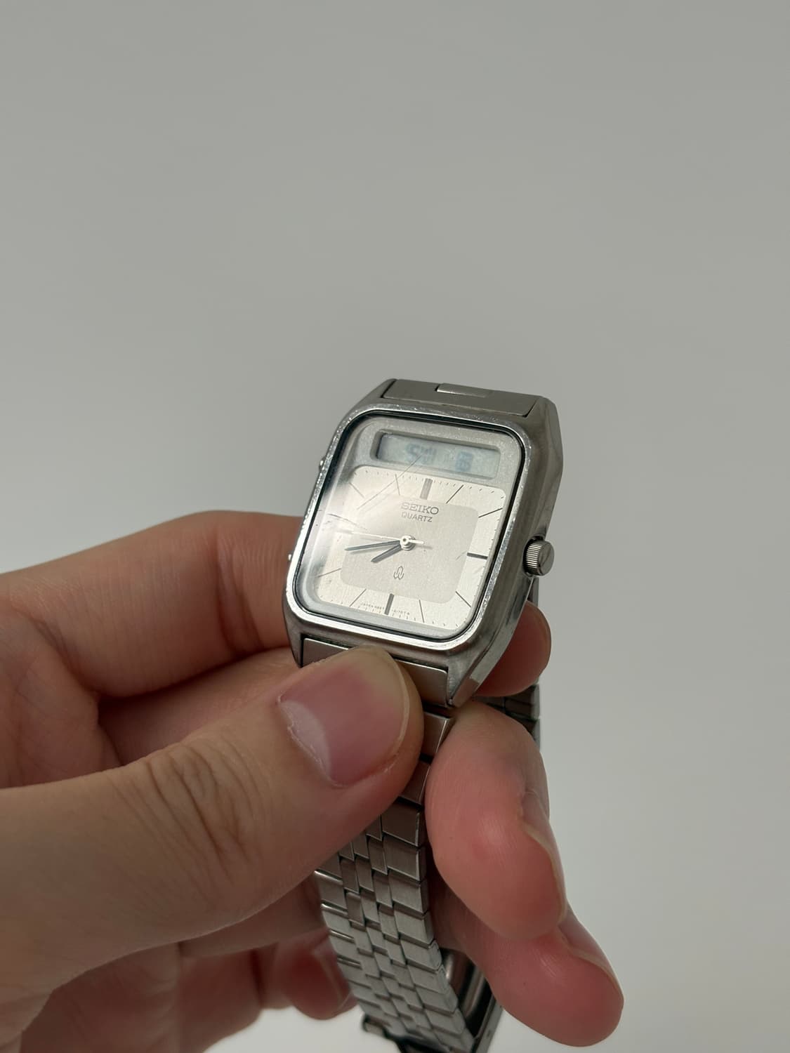1980s Silver Square Ana Digi Quartz 상품이미지3