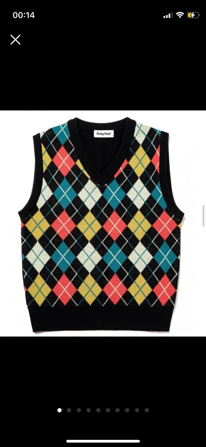 [새상품] Gray Hue 아가일 니트 조끼 상품이미지1