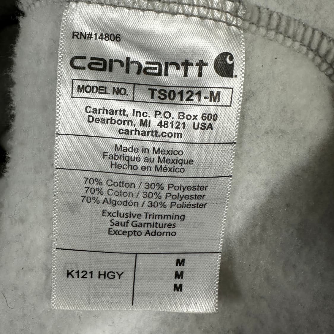 칼하트 루즈핏 기모 후드티 상품이미지6