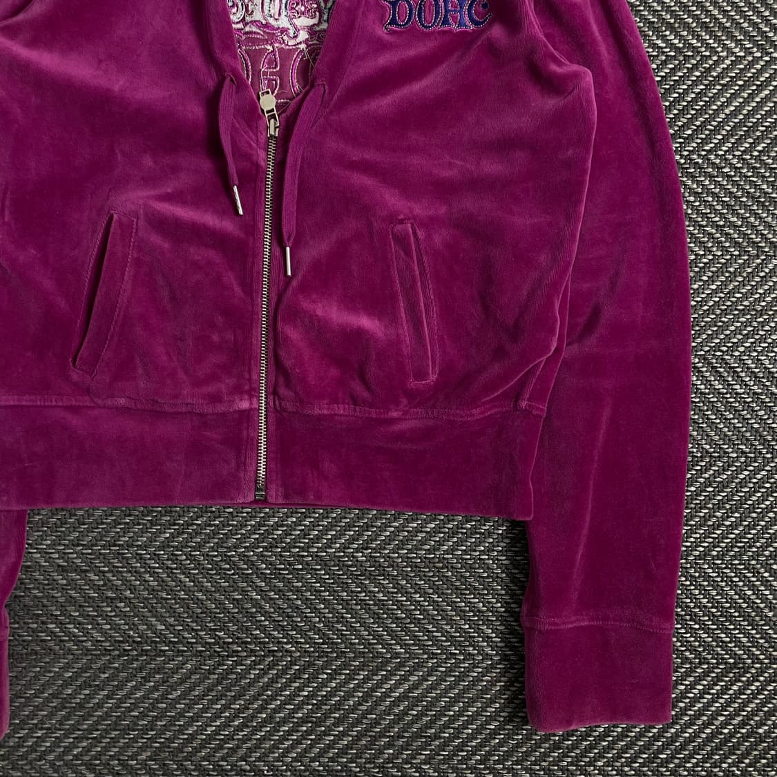 DOHC y2k 빈티지 벨벳 크롭 후드 집업y 2952 상품이미지3