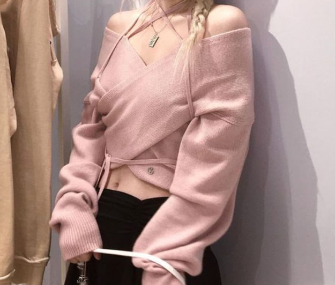 페인오어플레져 아이리스 랩 니트 핑크  상품이미지1