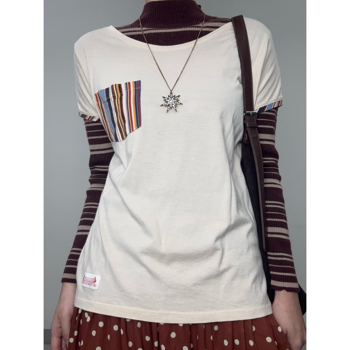 빈티지 베이지 히피 반팔 상품이미지1