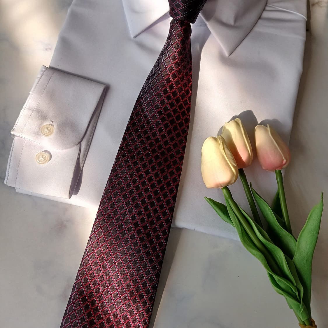 셀린느 실크 와인 다이아 패턴 넥타이 8.8cm A+~A등급 A19826 상품이미지7