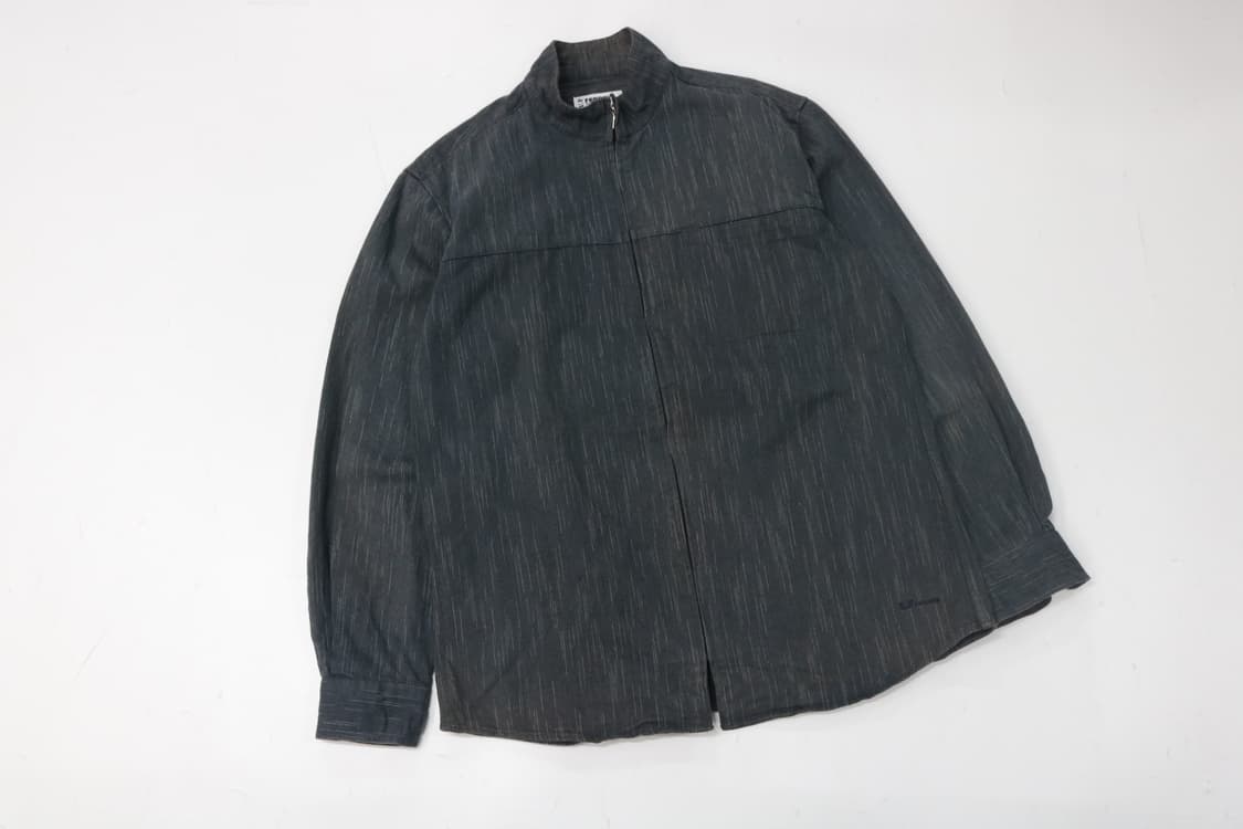 레노마 빈티지 차콜 스트라이프 하프 집업 셔츠 상품이미지2