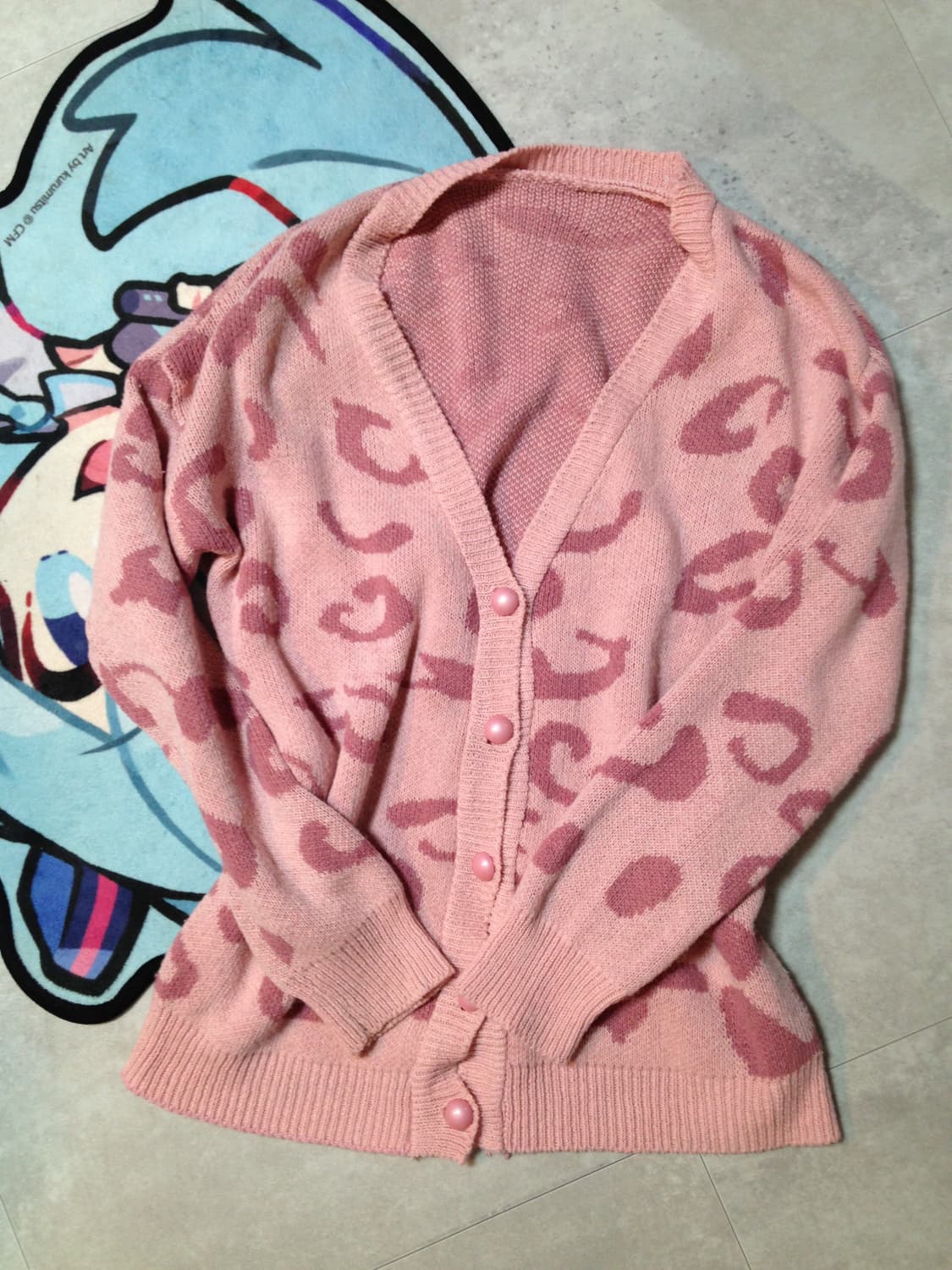 갸루 핑크 호피 가디건  상품이미지2