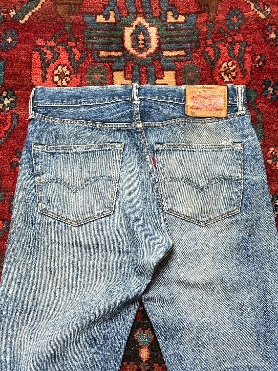 00's 리바이스 501 셀비지 데님 팬츠 하드 에이징 상품이미지6