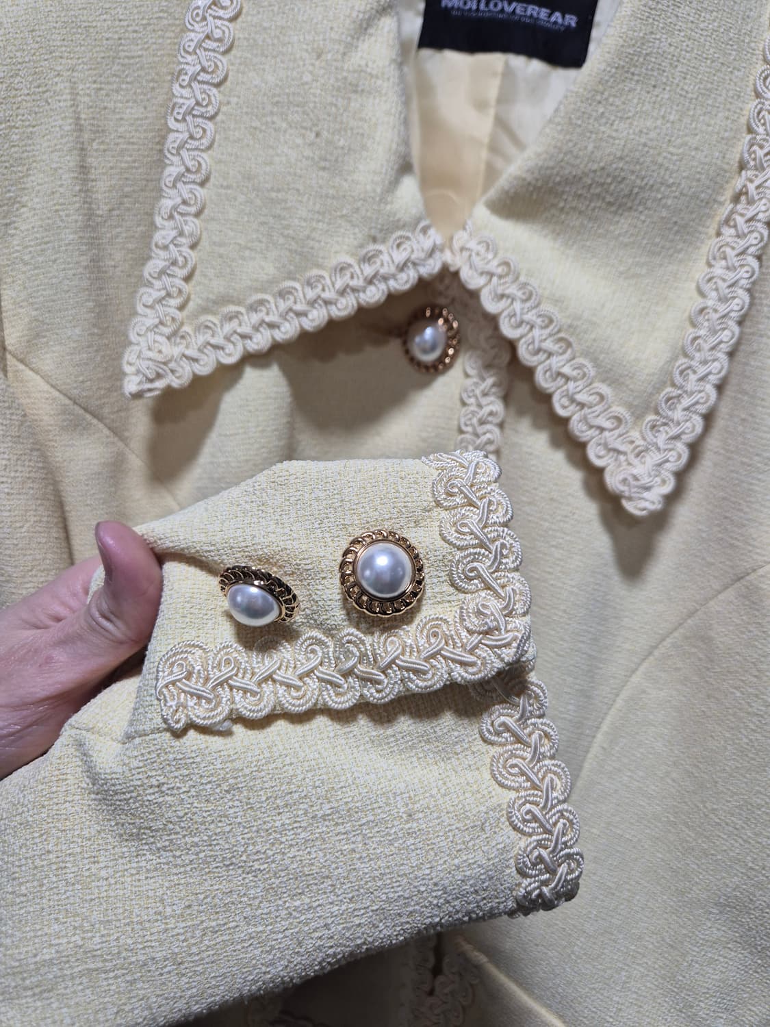 (세일)(새상품)MDILOVEWEAR 레이스 트위드 자켓 버터색 상품이미지3