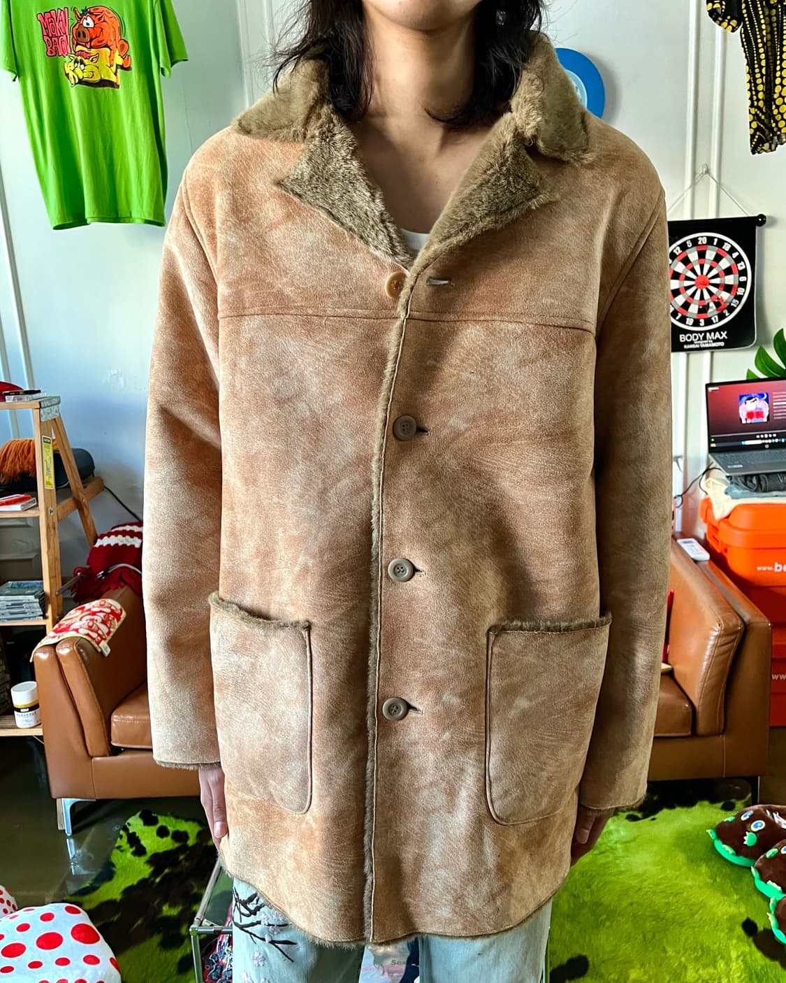 90-00s LOUIS CHAVLON Faux Lather Fur JK 상품이미지2