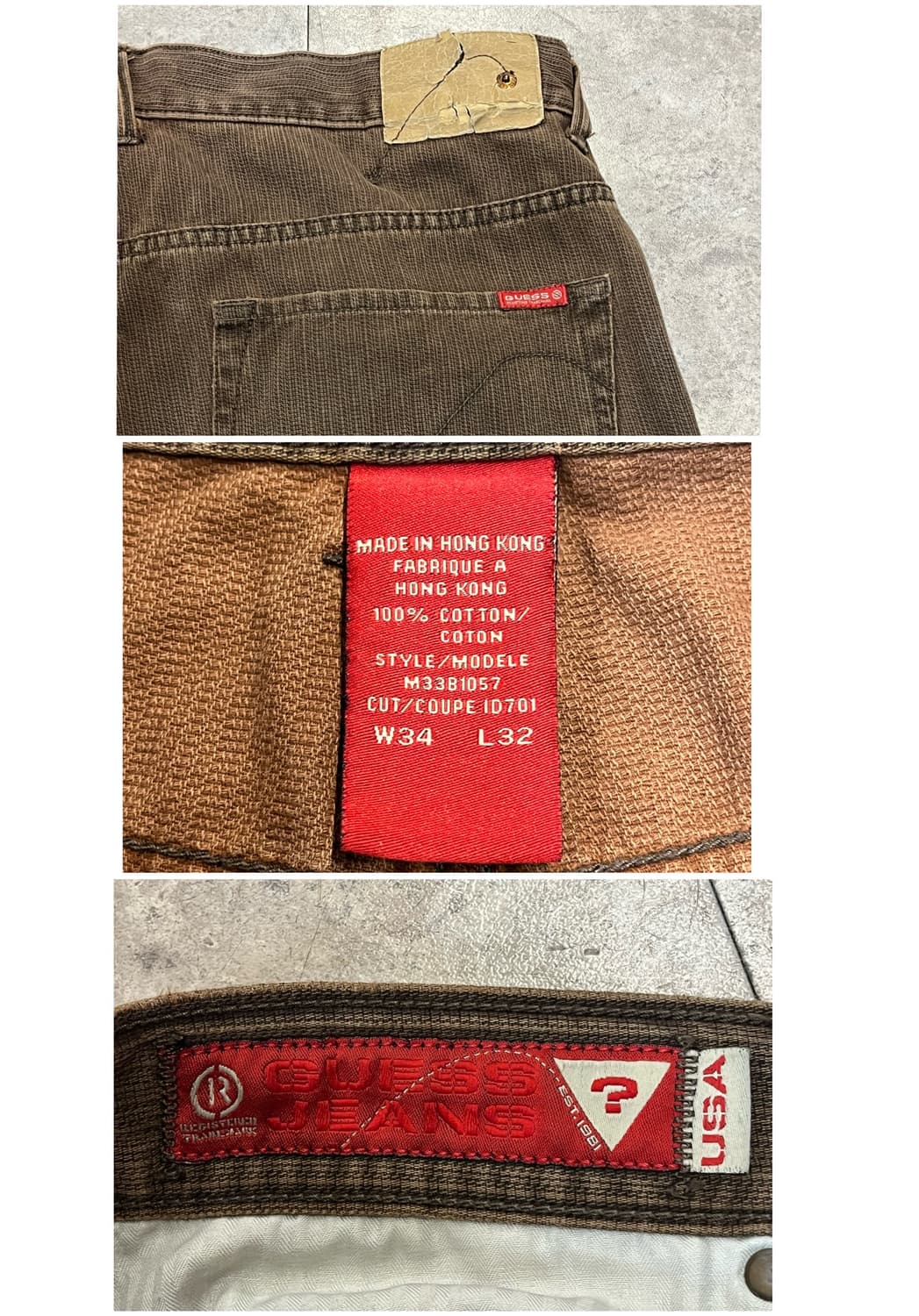 USA 게스 빈티지 자켓L 팬츠W34L32 셋업 브라운 #csz1989 상품이미지8
