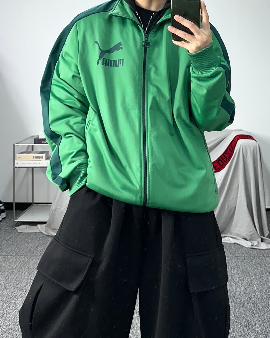 푸마 그린 올드스쿨 사이드라인 트랙탑 져지 L 상품이미지3