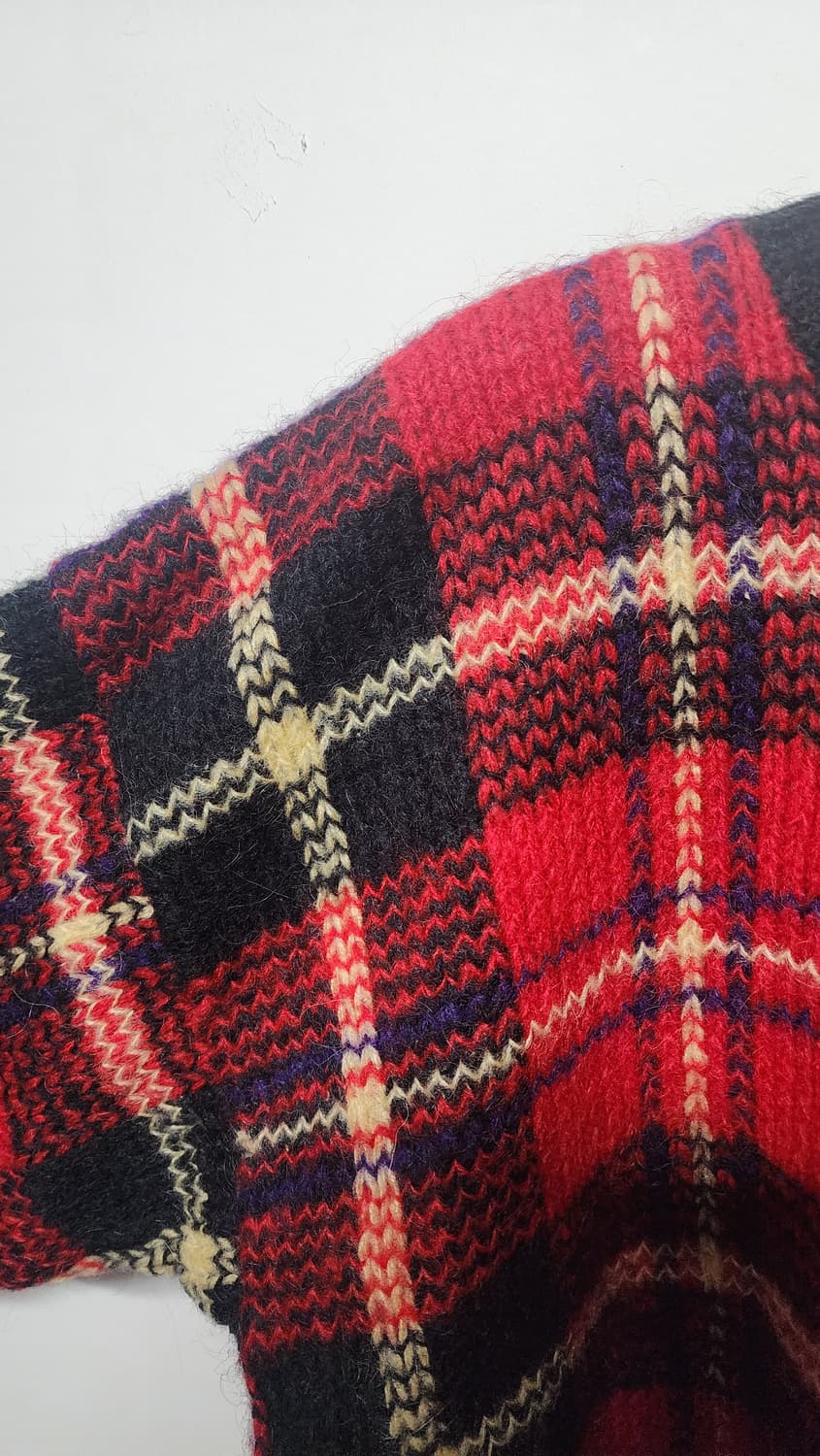 크리스마스 타탄체크 루즈핏 오버핏 크롭 니트 상품이미지3