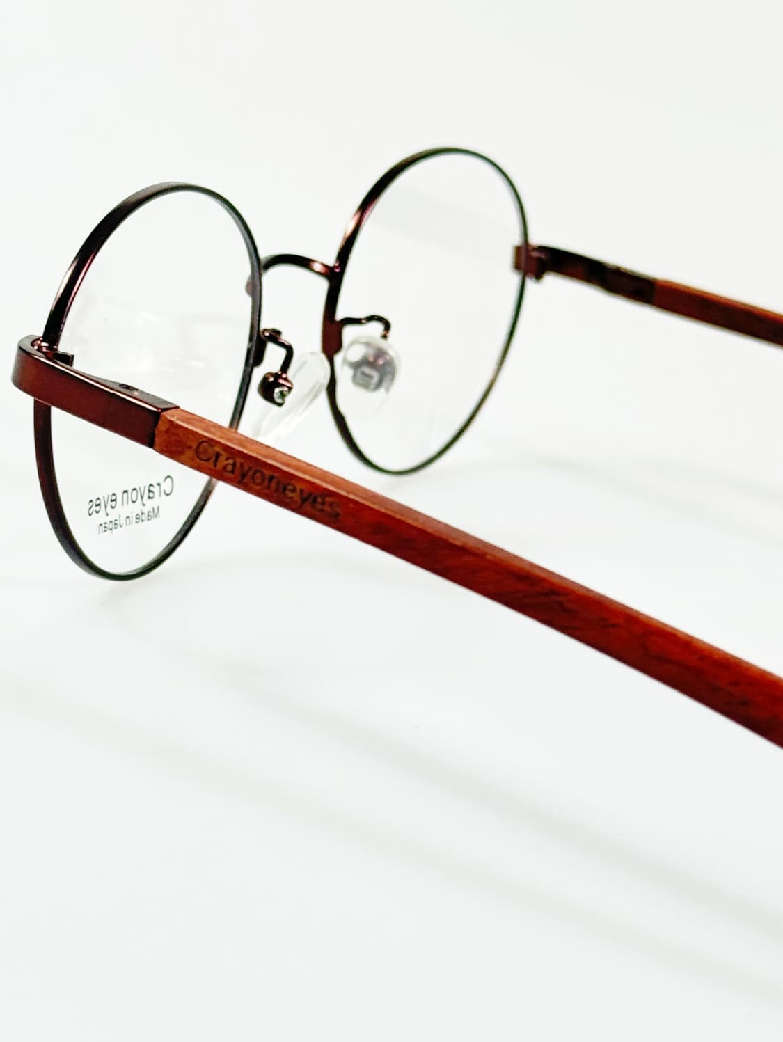 일본제 CRAYON EYES 우드템플 슬림 라운드 빈티지 안경 상품이미지4