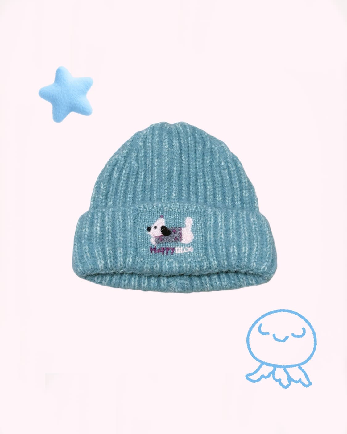 일본 강아지 팝갸루 포인트 민트 색상 비니  상품이미지1