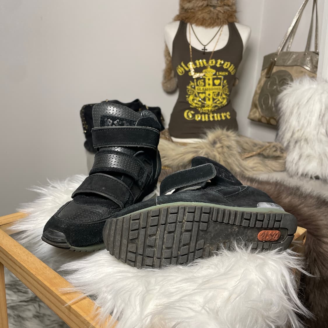 ASH 블랙 벨크로 웨지힐 스니커즈 상품이미지6