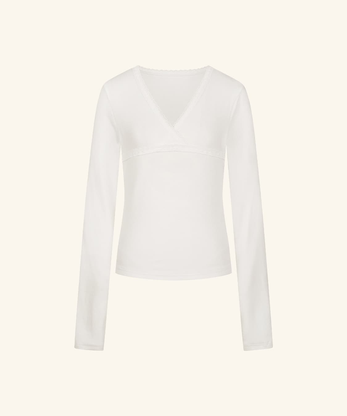 레터프롬문 V-Neck Lace Wrap T-Shirt ( White ) 상품이미지3