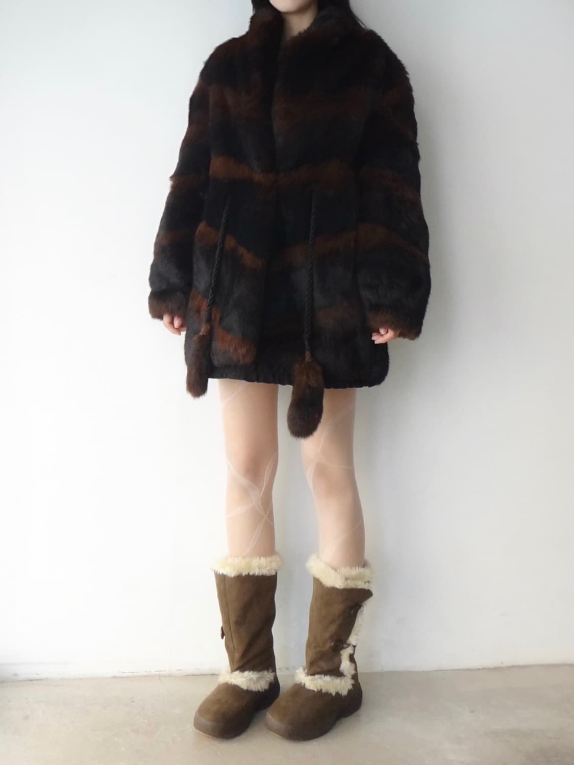 퍼 저켓, Stripe warm fur jacket  상품이미지4