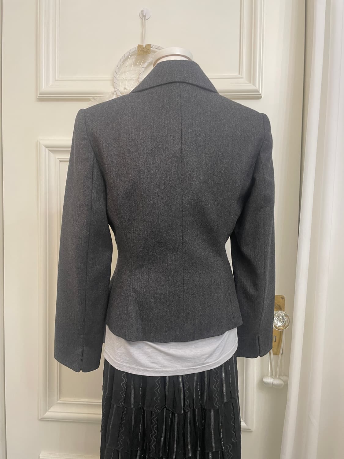 dark gray wool shirring ruffle jacket 상품이미지5