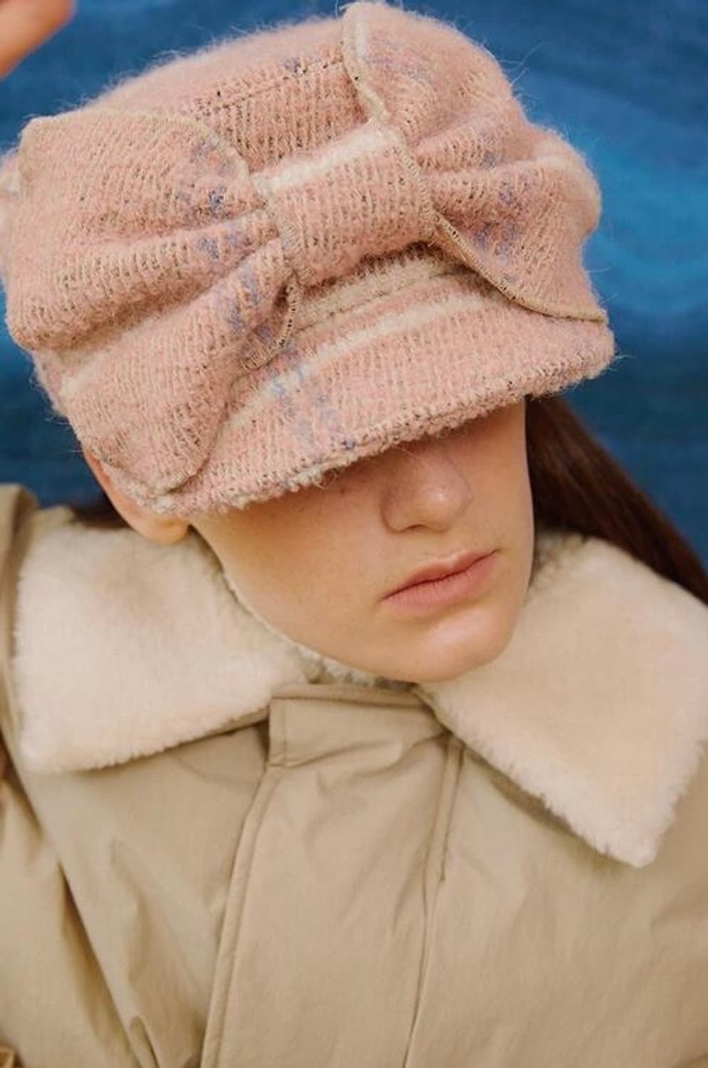 어썸니즈 벨보이 리본캡 체크핑크 울모자분홍아가일비니트터번셔링헤어밴드볼캠프 상품이미지6